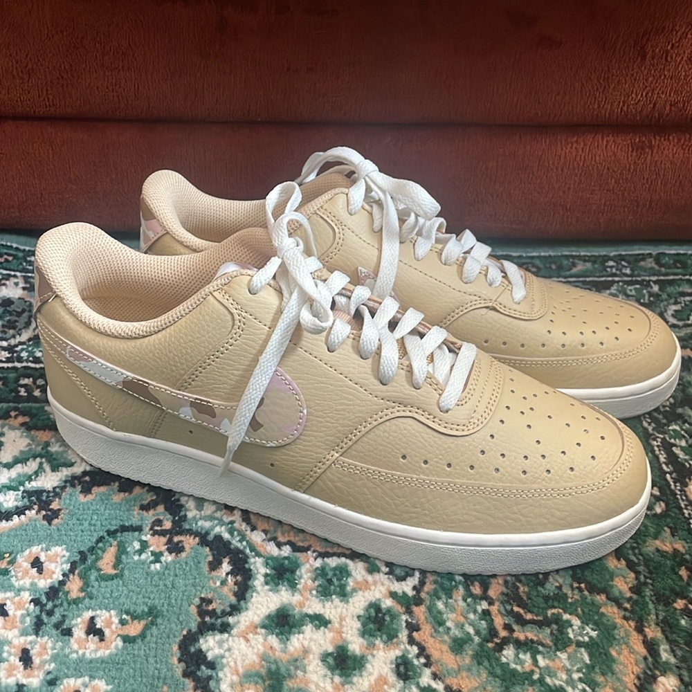Nike Court Vision Low Sesame Pink Camo Tan Sneakers